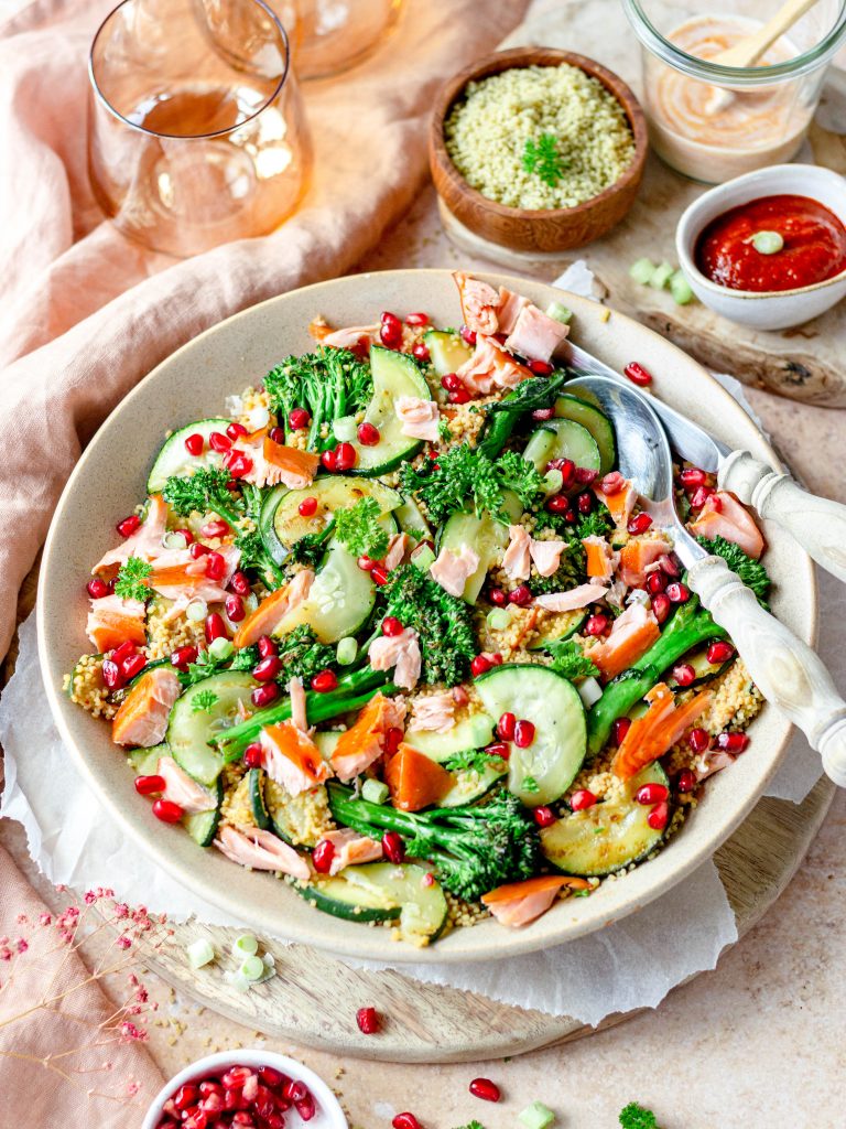 Couscous met zalm & courgette