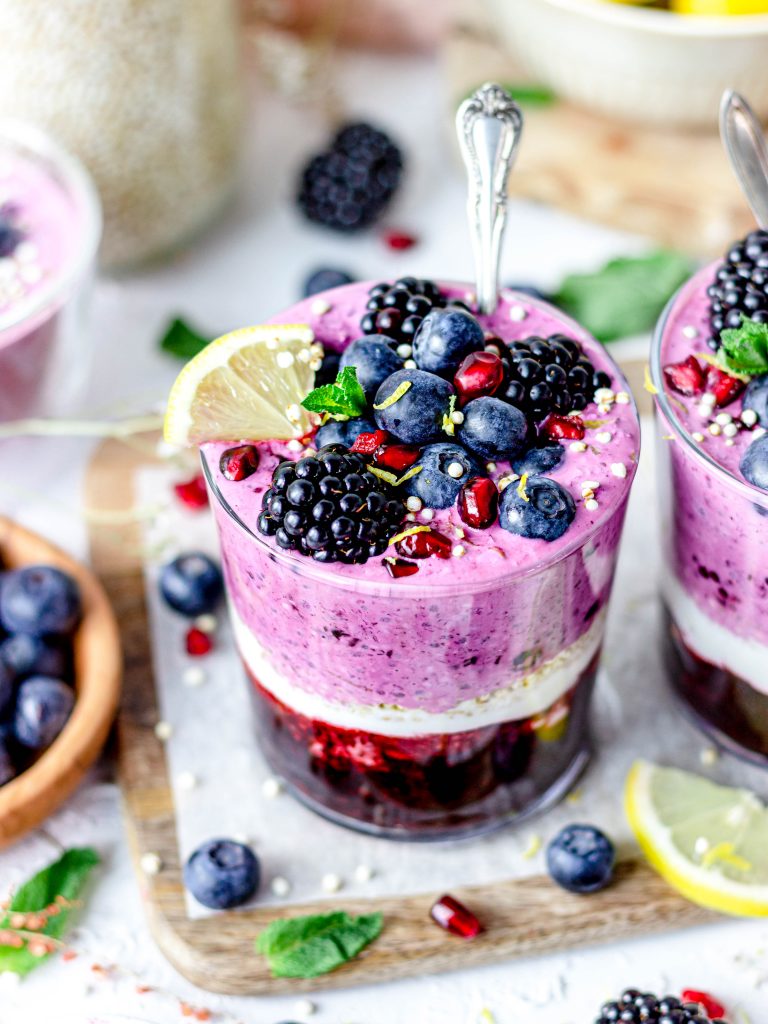 Blauwe bes citroen overnight oats