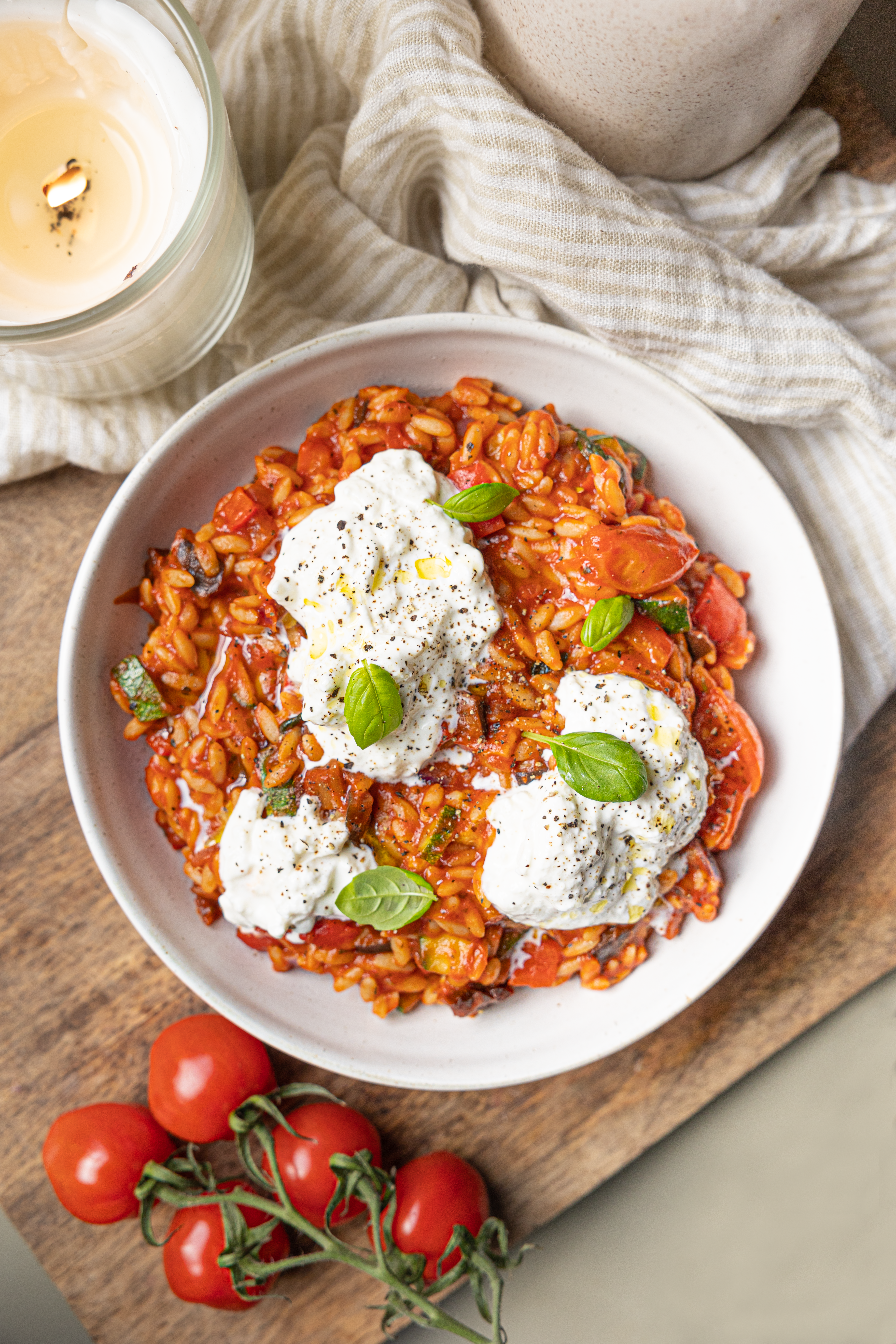 Ratatouille orzo met burrata